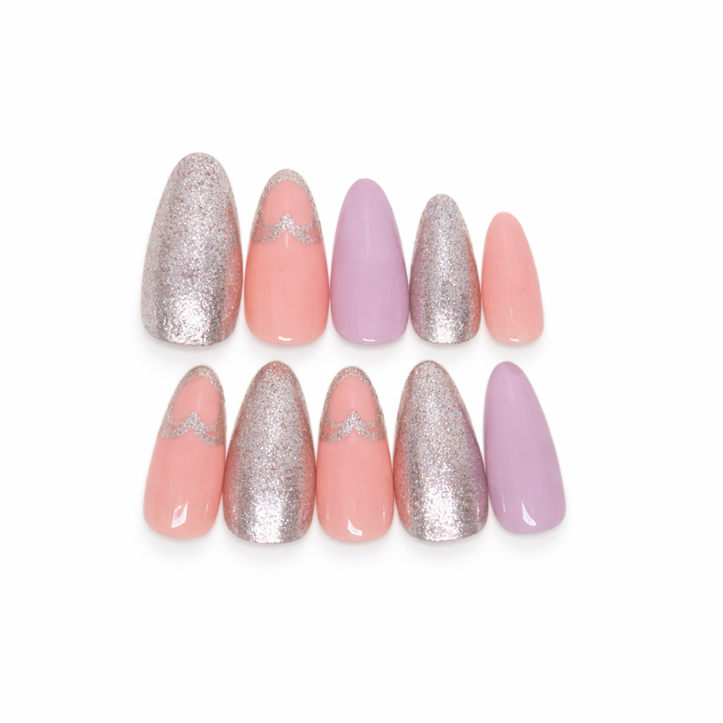 Heart Shimmer Ready to Wear Press On Nails